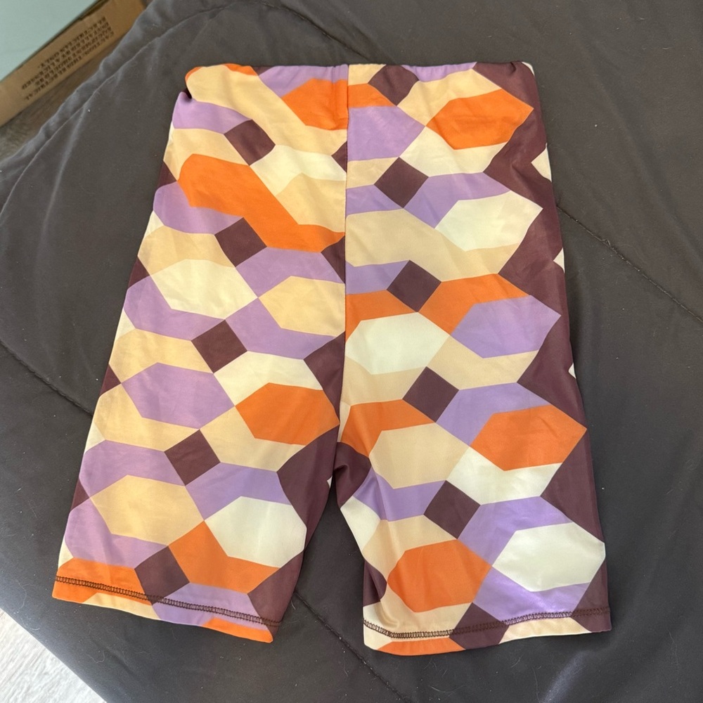 Zara Terez Geometric Patterned Shorts - Orange, Purple, Brown.